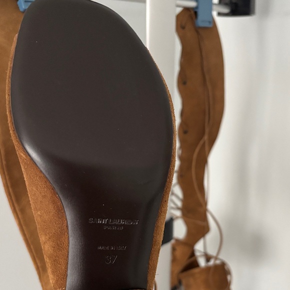 Yves Saint Laurent Tan Lace-Up Over the Knee Boots - Picture 8 of 14